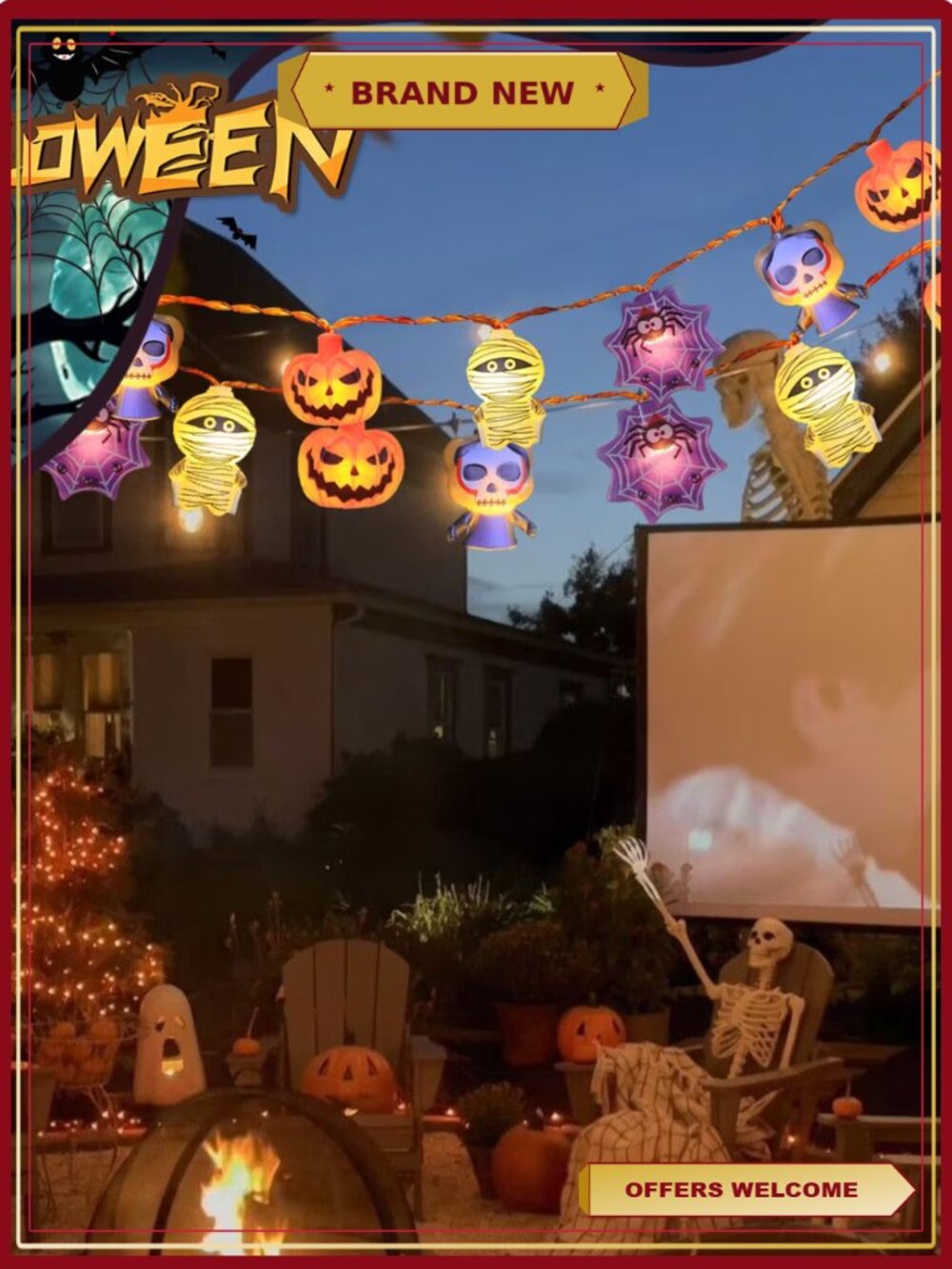 Halloween String Lights 10 ft 20 LED Battery Operated Fairy Lights - Picture 2 of 6
